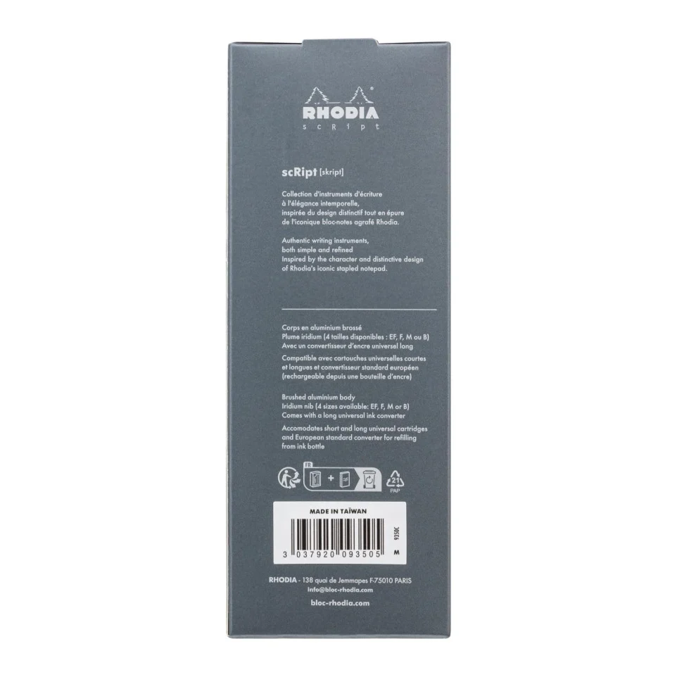 STILOU RHODIA SCRIPT METALIC TITAN PENITA M + TRAGATOR CERNEALA 9350C [7]