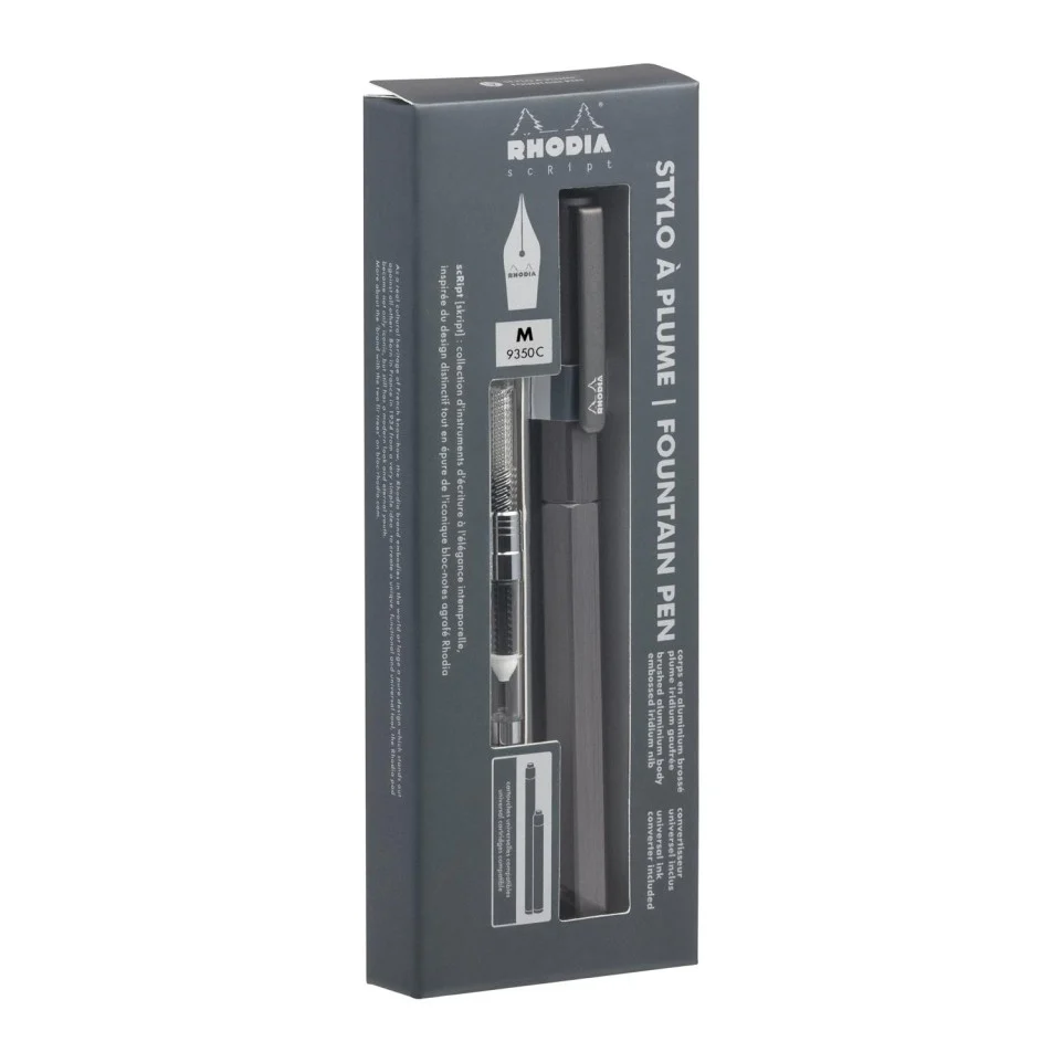STILOU RHODIA SCRIPT METALIC TITAN PENITA M + TRAGATOR CERNEALA 9350C [9]