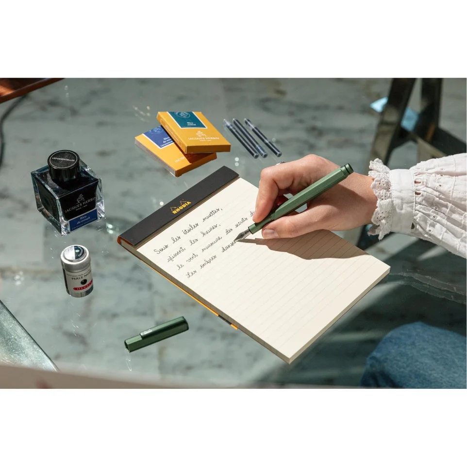 STILOU RHODIA SCRIPT METALIC VERDE SALVIE PENITA M + TRAGATOR CERNEALA 9351C [8]