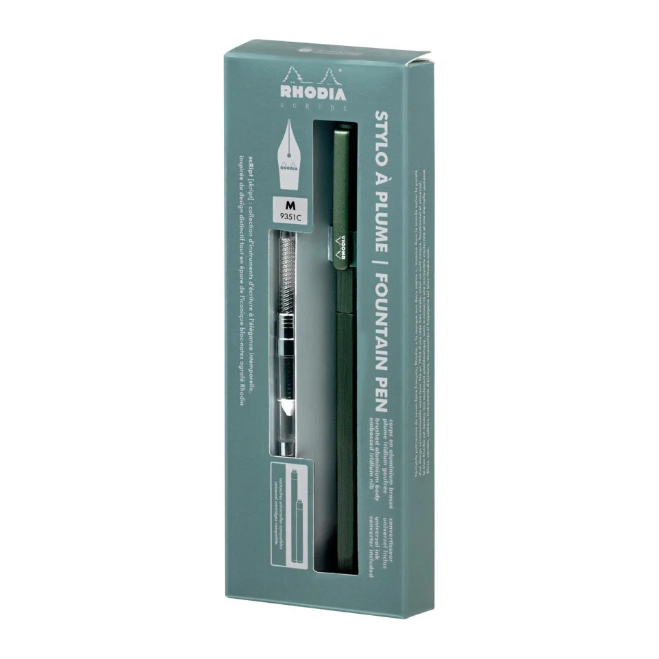 STILOU RHODIA SCRIPT METALIC VERDE SALVIE PENITA M + TRAGATOR CERNEALA 9351C [10]