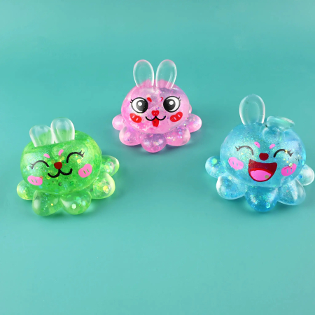 Squishy - FIGURINA SQUISHY SUGAR 7.5CM CARACATITA IEPURAS GLITTER 41070