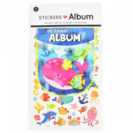 Stickere pt copii - ROB STICKER ALBUM 28*16CM ANIMALE MARINE 51097