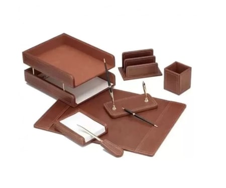 INSTRUMENTE SCRIS DE LUX SI CADOURI - SET BIROU DIN PIELE ECOLOGICA 7 PIESE FOROFIS AB91040