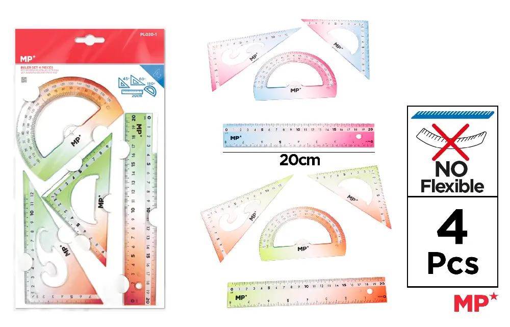 RECHIZITE SCOLARE - SET GEOMETRIE IPB 4 PIESE COLOR PL020-1