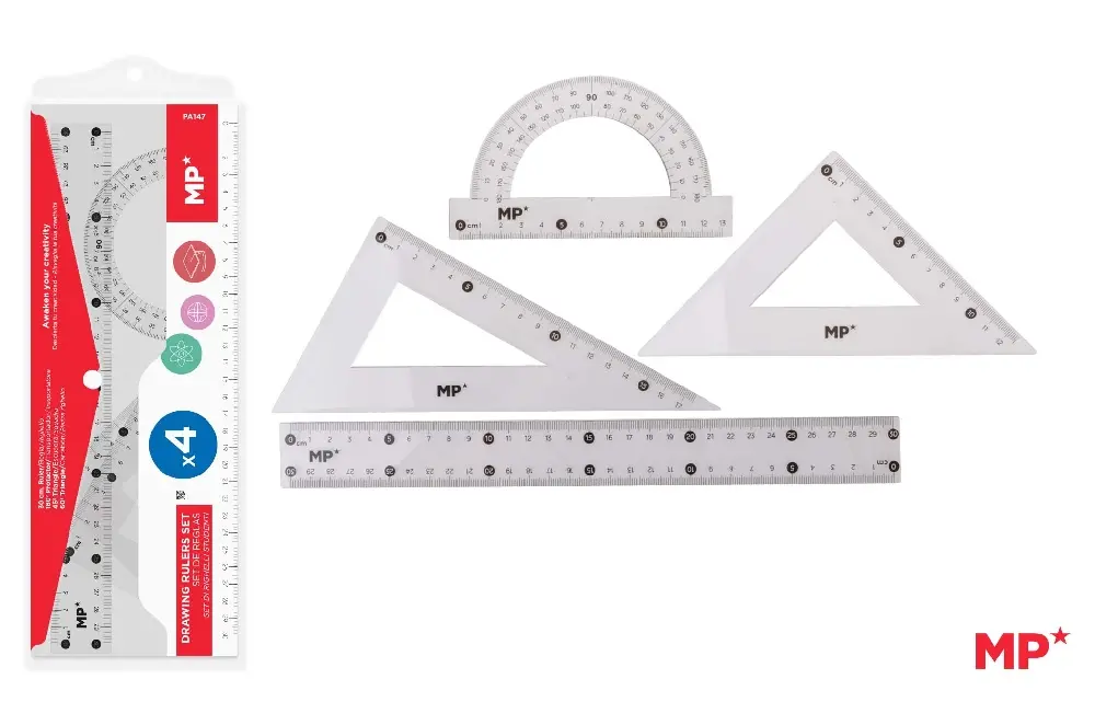 RECHIZITE SCOLARE - SET GEOMETRIE IPB 4 PIESE ROSU PA147