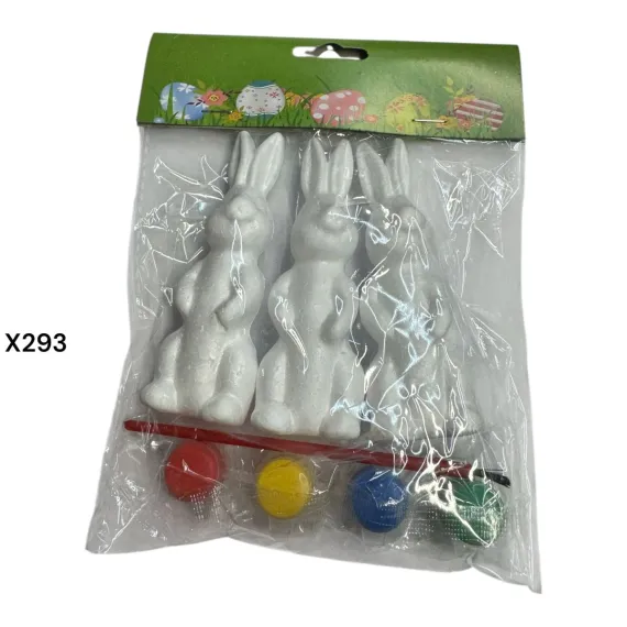 DE SEZON - SET IEPURI POLISTIREN CU ACUARELE 6/SET 8.5 CM