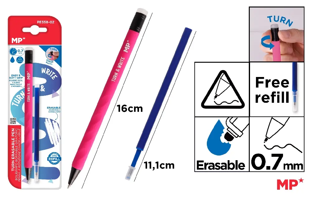 Pixuri cu radiera - SET PIX CU RADIERA +MINA  IPB 0.7MM ROSU  PE358-02