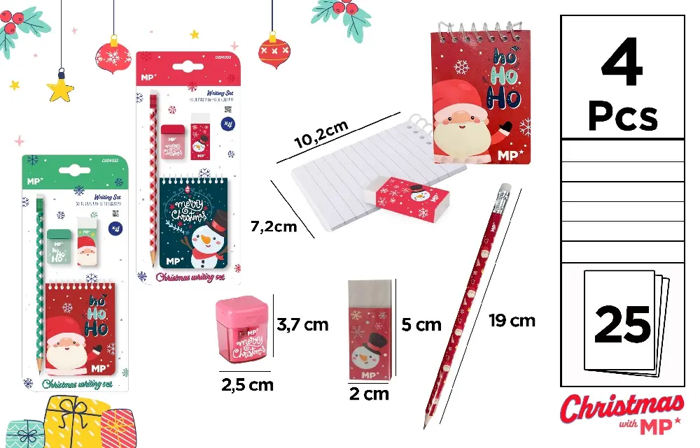 Articole de Papetarie Craciun - SET SCOLAR IPB 4 PIESE MOTIV CRACIUN CH24022