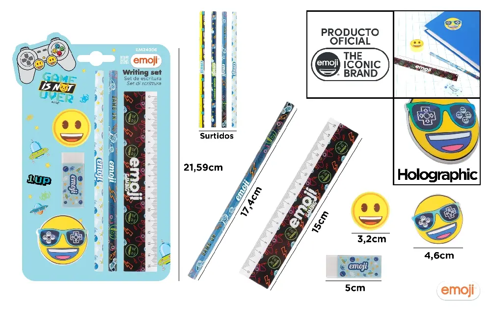 Seturi scolare - SET SCOLAR IPB 6 PIESE ALBASTRU EMOJI EM24006