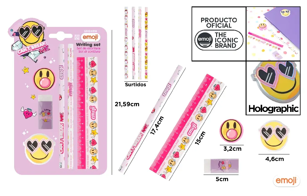 Seturi scolare - SET SCOLAR IPB 6 PIESE ROZ EMOJI EM24016