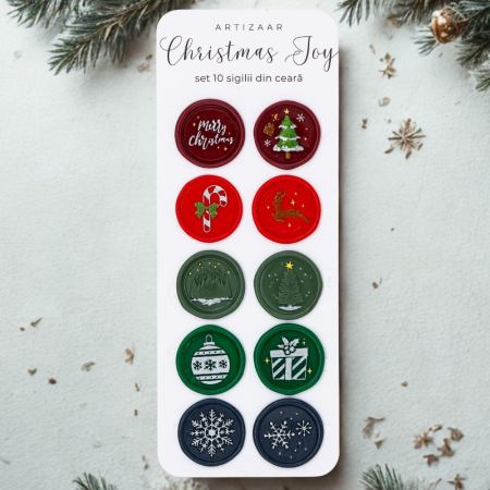 Felicitari Craciun - SIGILII AUTOADEZIVE MODEL CRACIUN I DIFERITE FORME SI CULORI 10/SET