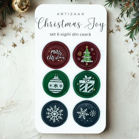 Felicitari Craciun - SIGILII AUTOADEZIVE MODEL CRACIUN I DIFERITE FORME SI CULORI 6/SET