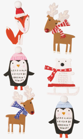 Abtibilduri, Stickere Christmas - STICKER DECOR 7.5*16.5CM ANIMALE CRACIUN 6 PCS 3780701