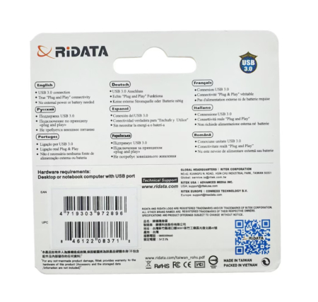 FLASH USB 3.0 RIDATA 64GB HD50 ROSU RETRACTABIL 97289 [2]