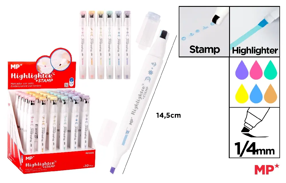 Textlinere - TEXTMARKER 1/4MM IPB CU BANDA ADEZIVA DECORATIVA 2 IN 1 DIVERSE CULORI PE546S