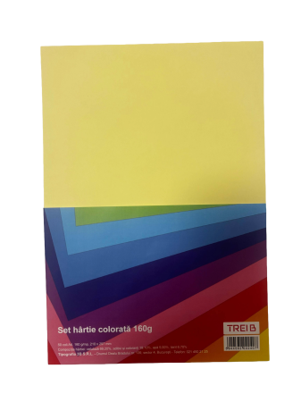 HARTIE PRODUSE DIN HARTIE - TIP CARTON COLOR A4 160GR 50COLI/SET GALBEN PAL