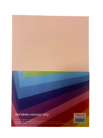 HARTIE PRODUSE DIN HARTIE - TIP CARTON COLOR A4 160GR 50COLI/SET ROZ