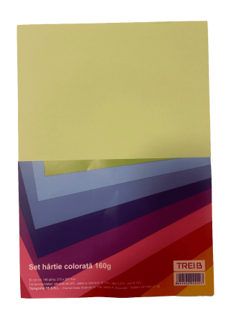 HARTIE PRODUSE DIN HARTIE - TIP CARTON COLOR A4 160GR 50COLI/SET VERDE SMARALD
