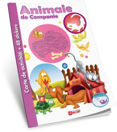 Carti de Colorat - UP CARTE DE COLORAT CU 48 STICKERE ANIMALE DE COMPANIE