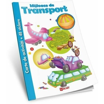 Carti de Colorat - UP CARTE DE COLORAT CU 48 STICKERE MIJLOACE DE TRANSPORT