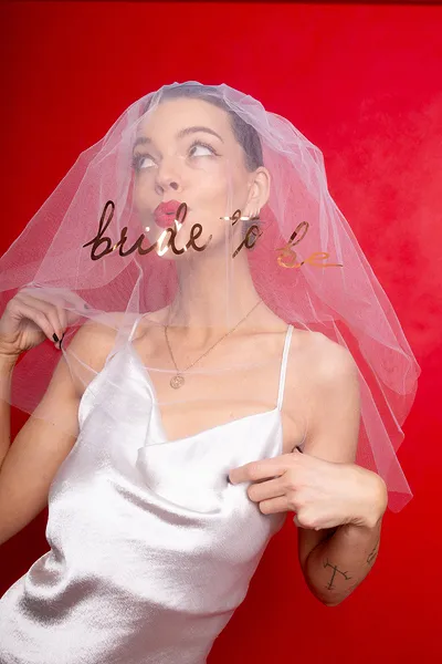 Articole Nunta, Bridal Party - Voal Alb Mireasă "Bride to be" 63cm WEL2-008