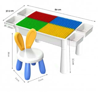 Set masa 5 in 1 si scaun cu lego tip duplo, 426 pcs, 80x37.5x32cm