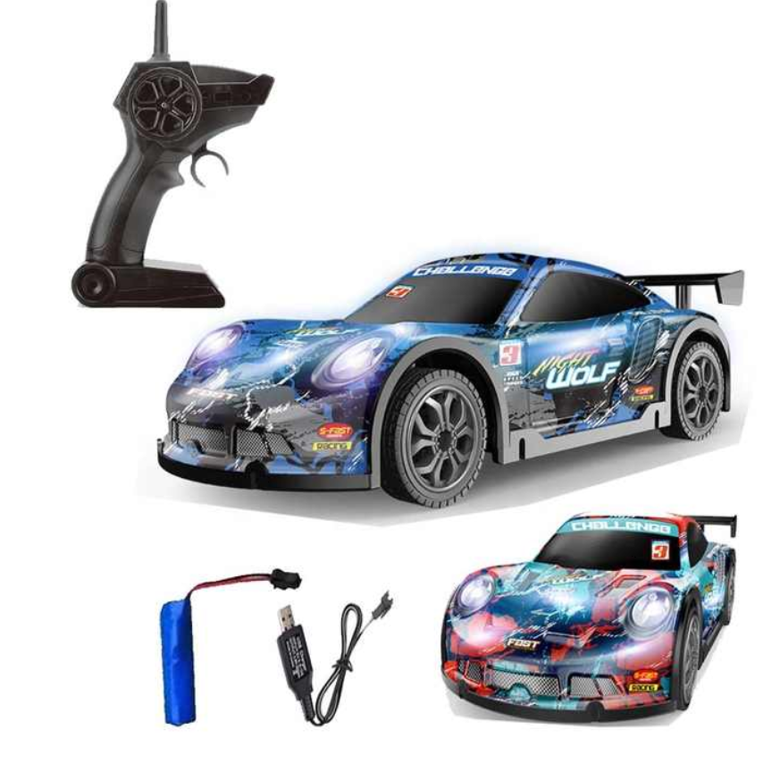 Masina cu telecomanda Drift Racing Car, corp luminos, roti rezerva, incarcare USB, acumulator inclus 3.7V