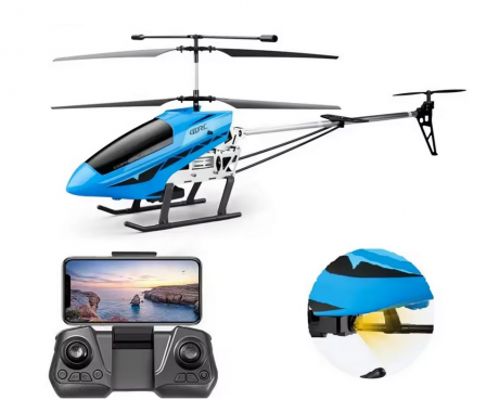 Elicopter mare cu telecomanda si camera duala 4K UHD, lumini LED, giroscop, incarcare USB, acumulator inclus, 72x38x23cm