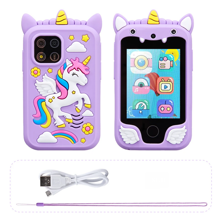 Telefon inteligent de jucarie cu ecran tactil pentru copii, muzica, camera, jocuri și functii educationale, 3-12 ani