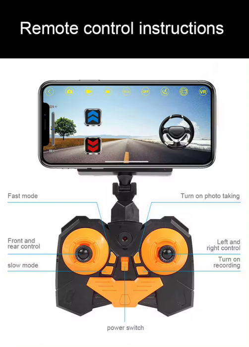 Masina Off-Road cu camera HD, control telecomanda si control APP cu telefonul, incarcare USB, acumulator inclus, 20.5x14x12.5cm [10]