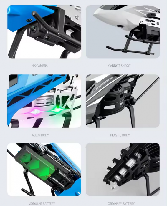 Elicopter mare cu telecomanda si camera duala 4K UHD, lumini LED, giroscop, incarcare USB, acumulator inclus, 72x38x23cm [4]