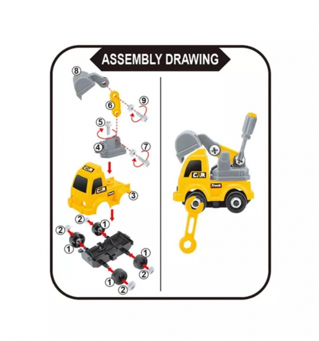 Camioane de construcție dezasamblate (4 buc) 10cm [3]