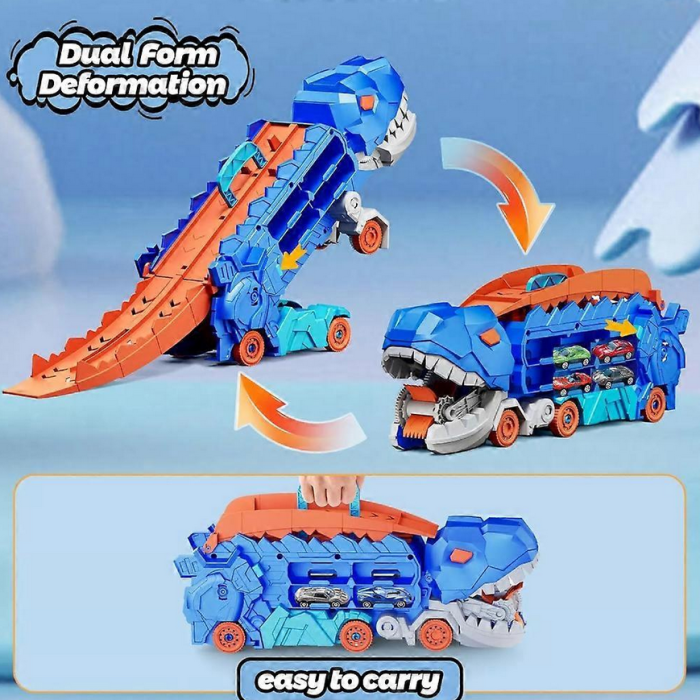 Camion dinozaur transformabil 3 în 1, 2 mașini incluse, 43.2 x 14.3 x 17.5 cm [4]