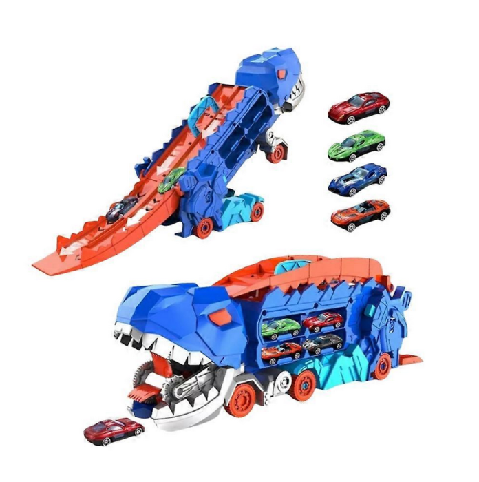 Camion dinozaur transformabil 3 în 1, 2 mașini incluse, 43.2 x 14.3 x 17.5 cm [1]