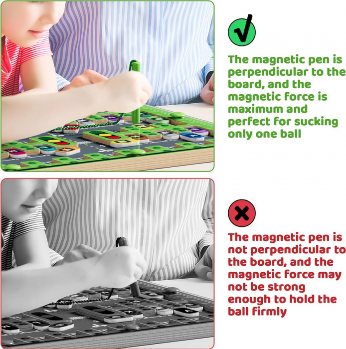 Labirint cu masini magnetice inscriptionate cu litere, parcheaza masina pe litera corecta cu pixul magnetic, 30x30x1.5cm [4]