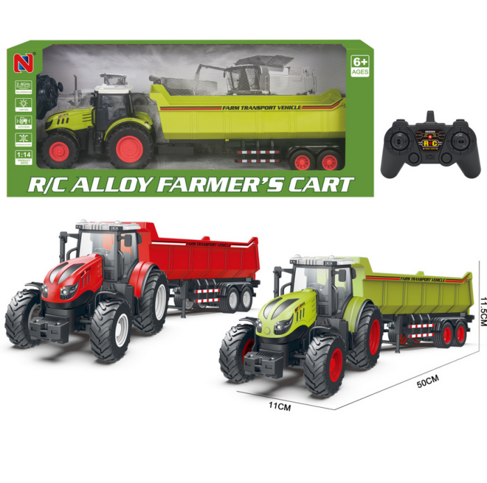 Tractor cu Remorcă si Telecomanda, Tractor cu Lumini, jucarie Interactiva pentru Micii Fermieri 1:14, 3ani+ [1]