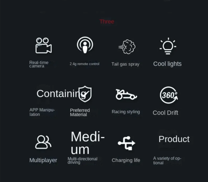 Masina cu telecomanda si APP telefon, camera HD, lumini, pulverizare fum, acumulator inclus, 28x12x10 cm [2]