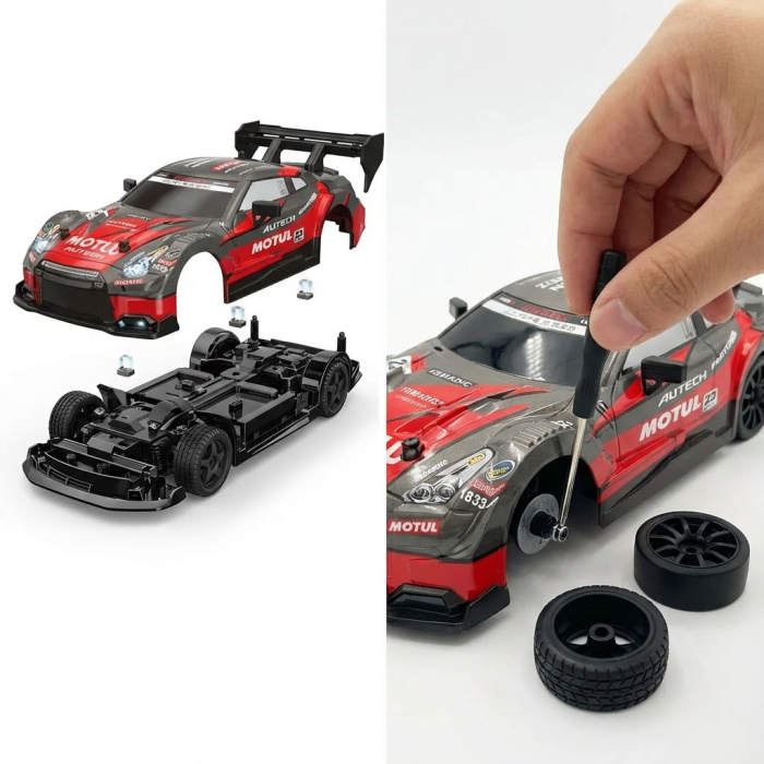 Masina Drift 4×4, lumini LED, 2 seturi de Anvelope,  pentru Copii si Adulti, acumulator inclus, 19x8.5x6 cm [7]