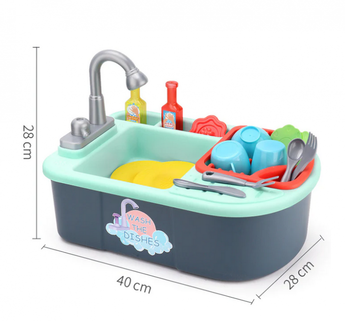 Chiuveta de jucarie cu pompa de apa + accesorii, 40x26x33 cm [4]