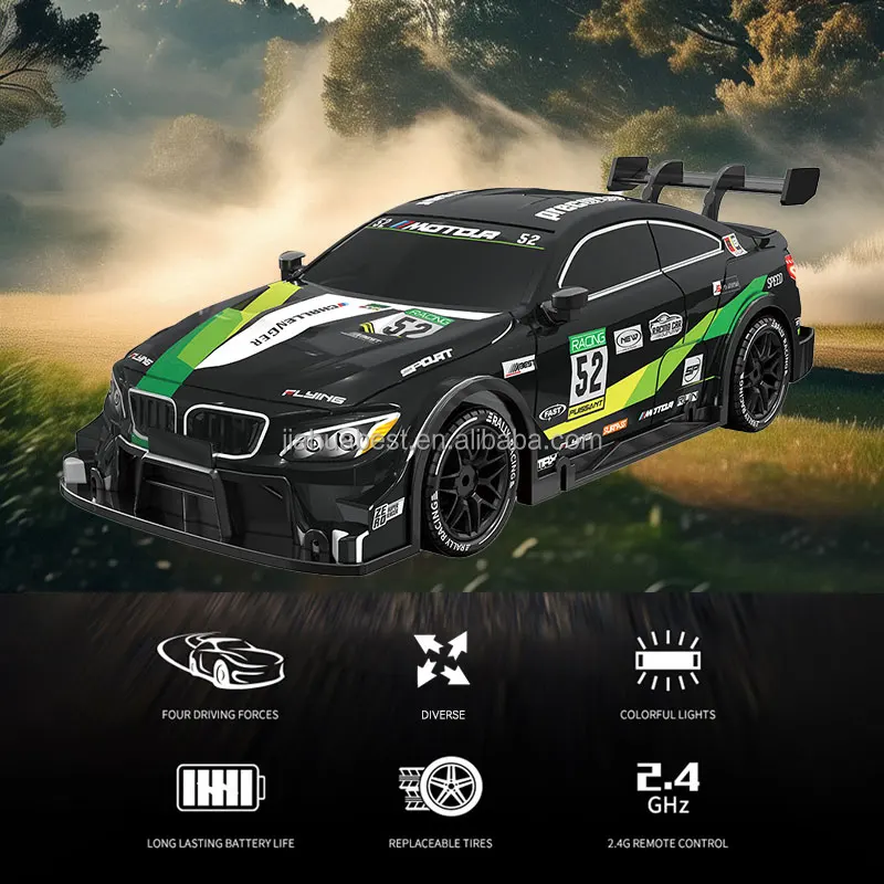 Masina High Speed Sport Drift , lumini LED, 2 seturi de Anvelope, pentru Copii +6 ani si Adulti , acumulator inclus 30x14x9cm [6]