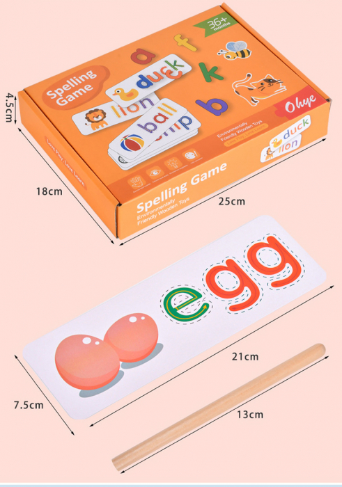 Alfabet Ortografie Puzzle Montessori, 21 x 25 x 4 cm [6]