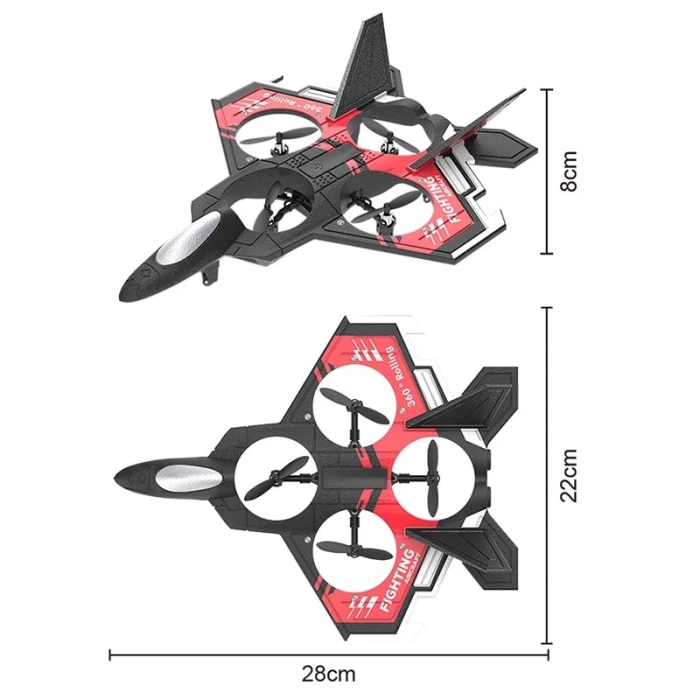 Avion cu telecomanda Combat Aircraft 360°, Giroscop, Rezistent la impact, Lumini LED, 28x22cm [4]