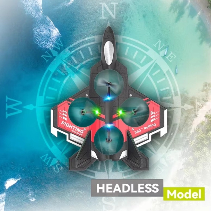 Avion cu telecomanda Combat Aircraft 360°, Giroscop, Rezistent la impact, Lumini LED, 28x22cm [10]