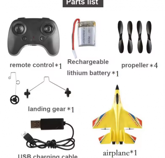 Avion de lupta cu telecomanda HW-33 rezistent la impact, incarcare USB, acumulator inclus, 35x28.5x6.5cm [5]
