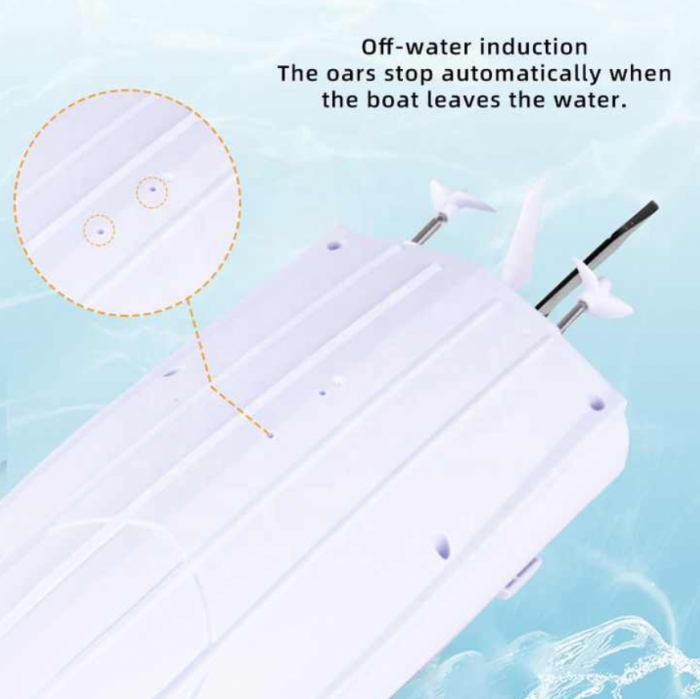 Barca de curse cu telecomanda,15 km/h, rezistenta la apa, pentru piscine si lacuri, incarcare USB, acumulator inclus, 35x10.5x10 cm [7]