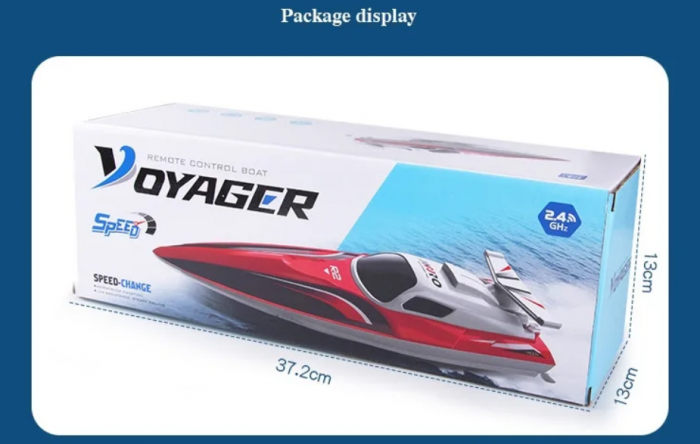 Barca de curse cu telecomanda,15 km/h, rezistenta la apa, pentru piscine si lacuri, incarcare USB, acumulator inclus, 35x10.5x10 cm [5]
