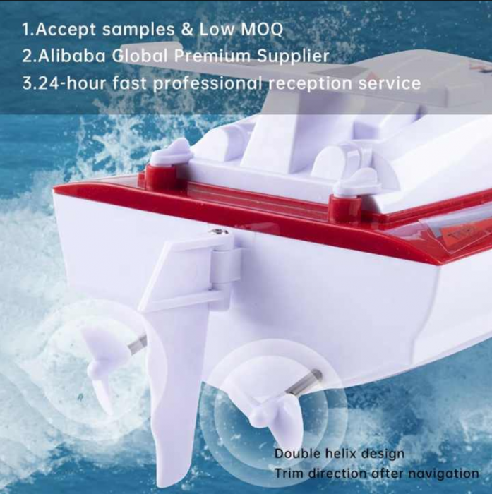 Barca de curse cu telecomanda,15 km/h, rezistenta la apa, pentru piscine si lacuri, incarcare USB, acumulator inclus, 35x10.5x10 cm [8]