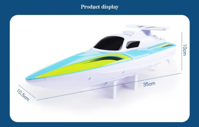 Barca de curse cu telecomanda,15 km/h, rezistenta la apa, pentru piscine si lacuri, incarcare USB, acumulator inclus, 35x10.5x10 cm [4]