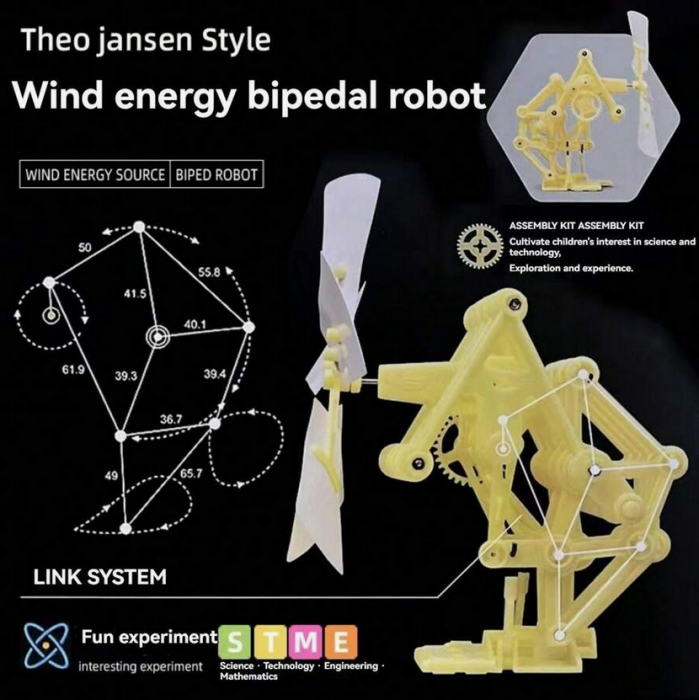 Robot biped cu energie eoliana STEAM, Kit DIY-do It Yourself [4]