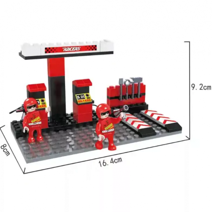 Blocuri de constructie, Statie de alimentare masina Formula 1 Cogo, 218piese, +6ani [2]